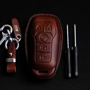 Étui porte-clés en cuir pour Ford Explorer, étui à clés personnalisé pour Ford Explorer, Mustang Edge... Étiquettes personnalisées pour Ford Explorer