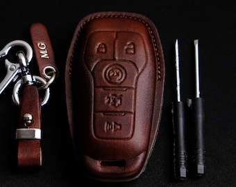 Étui porte-clés en cuir pour Ford Explorer, étui à clés personnalisé pour Ford Explorer, Mustang Edge... Étiquettes personnalisées pour Ford Explorer