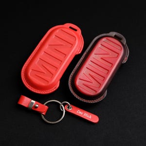 Mini Cooper SE Leather Key Case, Leather Key Fob Cover For Mini One Countryman Clubman, 3 and 5 Doors Mini Cooper Accessory, Gift For Him