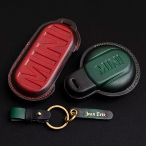 Leather Key Cover For Mini Cooper, Personalized Key Case For Mini Cooper Countryman, Clubman, 3 Doors, 5 Doors, Mini Cooper Gift for Her