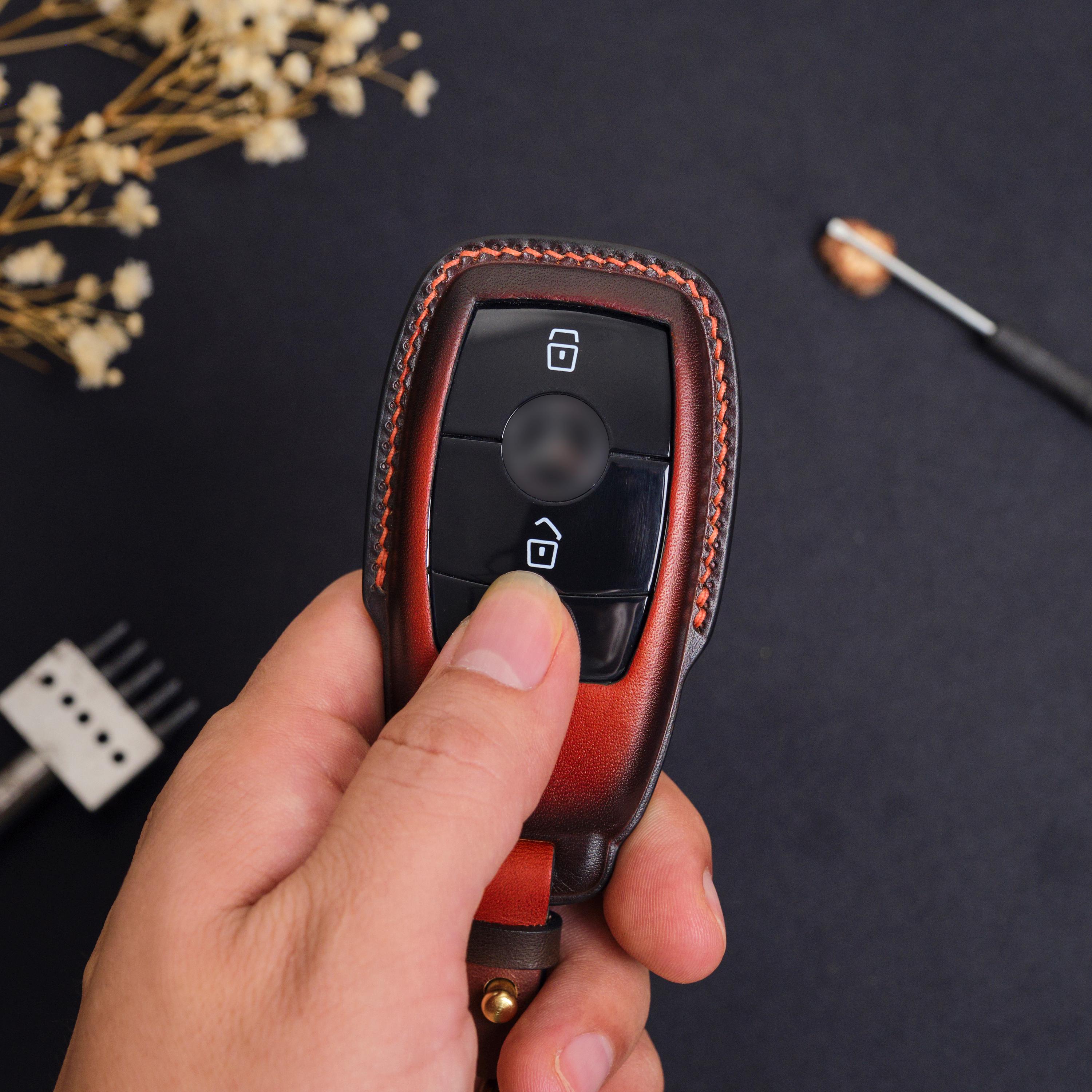 Mercedes E-class Leather Key Fob Cover, Custom Key Case for E, G, A ...