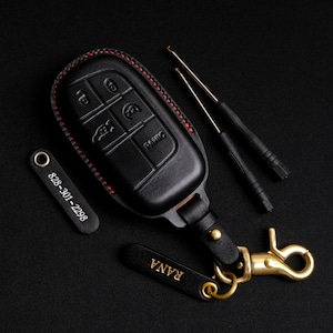 Charger Srt Key Fob Cover, Custom Leather Key Case For Grand Cherokee Compass Chryslerr 300 200 Challenger Charger Dart Durango SRT