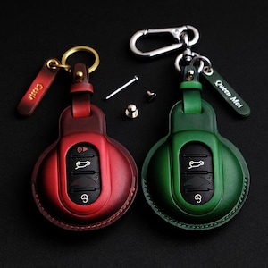Mini John Cooper Works Key Fob Cover, Handcrated Leather Key Fob Cover For Mini Countryman Clubman Hardtop, Mini JCW Accessories
