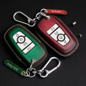 Custom Leather Key Fob Cover for Bronco Sport Outer Banks, Bronco Keychain, Keyring Keyless Remote Holder