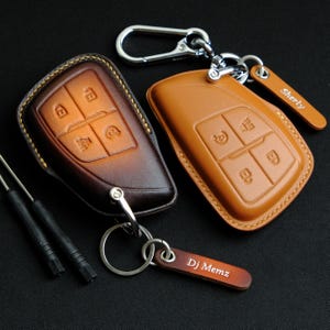 Leather Key Fob Cover For GMC Sierra, Hancarft Leather Key Case For GMC Sierra, GMC Accessories, Personalized Gift