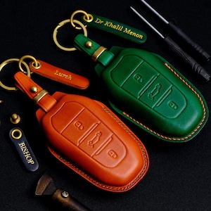 Peugeot 3008 Key Fob Cover, Handcraft leather Key Case For Peugeot 3008, Peugeot 3008 Accessories, Birthday Gift