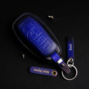 Ford Mustang Key Case, Leather Key Case for Mustang Mach-E Select, Premium, GT, Rally,... Personalized Keychain, Gift for Him