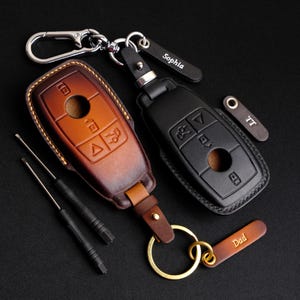 Mercedes GLC 300 Leather Key Fob Cover, Handcraft Key Case For Benzs Gle Glc 300 Gls450 350 450 Cla Cle S G E Class, Mother's Day Gift