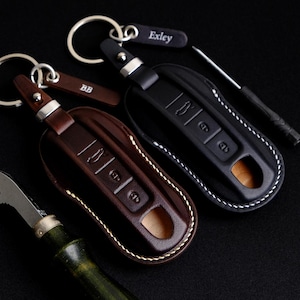 Étui porte-clés en cuir pour 911 Carrera 918 Cayenne Coupe Macan Panamera Taycan..., cadeau d'anniversaire, cadeau personnalisé