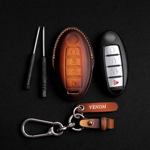 Cover Nissan Altima/Maxima Key Fob, Nissan New Key Fob Cover, Leather Protector Case For Keyless Entry Remote,Key Chain Nissan Altima Maxima