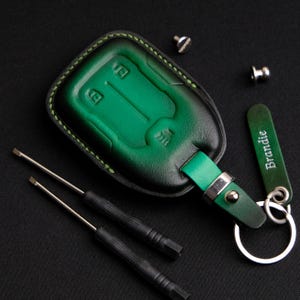 Customized Leather Key Fob Cover For GMC Sierra, Handcrafted Leather Key Case For GMC Sierra, GMC Accessories