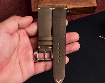 Correa de reloj de cuero personalizada, todos los tamaños (22 mm, 20 mm, 19 mm y 18 mm), hecha a mano, ancho a elegir, regalo para papá.