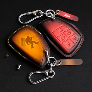 Custom Leather Key Case For GMC Sierra, Holder Keychains Remote, GMC Sierra Key Fob Cover, Personalized Gift, Custom Fob Cover
