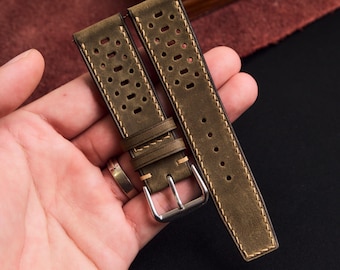 Leather Watch Band Strap Custom Size 22mm 21mm 20mm 19mm 18mm, Choice color Buckle, Choice of Width, Handmade Watch Strap, Gift For Him