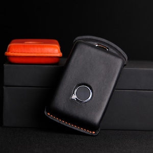 Handcraft Leather Key Fob Cover For Volvo XC60, Personalized Volvo Leather Key Fob Cover, Volvo Key Chain Entry Remote, Volvo Accessory