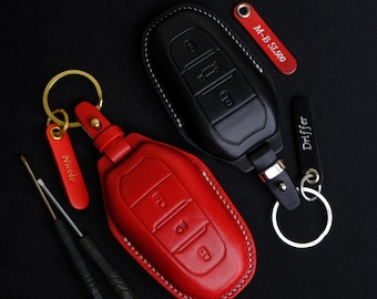 Peugeot 508 Key Case, Custom Leather Key Fob Cover For Peugeot 408 4008 3008 5008 308 301 508 2008, Peugeot Key Chain Remotes Accessories