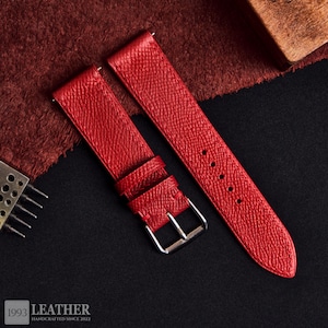 Red Handmade Leather Watch Strap, All size, 15mm 16mm 18mm 20mm 22mm, Band Leather For Men, Custom Watch Strap, Gift For Boyfriend