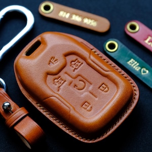 Leather Key Fob Cover For GMC Yukon, Personalized Key Cover For GMC Yukon, GMC Keyless Entry Cover, Gmc Yukon Key Holder
