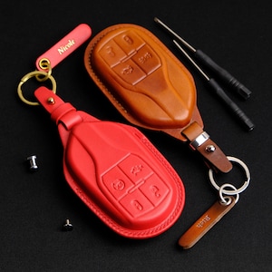 Maserati Ghibli Key Fob Cover, Personalized Leather Key Case For Maserati Ghibli Base, S, Trofeo... Accessories Keychain for Maserati Ghibli