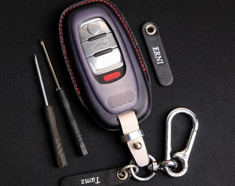Leather Key Case For A1 A3 A4 A5 A6 S5 Q3 Q5 Q7, Keychain Keyless Remote Holder, Custom Key Fob Cover, Gift For New Car, Birthday Gift