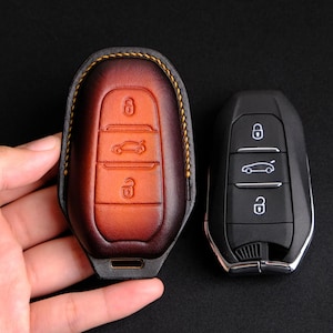 Peugeot 2008 Key Fob Cover, Handcraft leather Key Case For Peugeot 3008, 5008, 208,308... Peugeot Keychain Keyless Keyring, Gift for Him