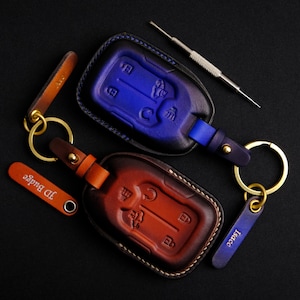 Customized Key Fob Cover For GMC Sierra, Personalized Leather Key Case For GMC Sierra 1500 HD AT4 Denali, Gmc Accessories, Gift For Him