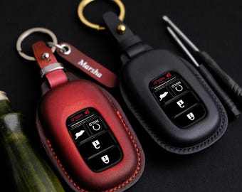 HR-V CR-V Key Fob Cover, Leather Key Case for Civic, Vezel, Accord, Hr-v Sport, Ex, Ex-L, Keychain Accessories, Gift For New Car