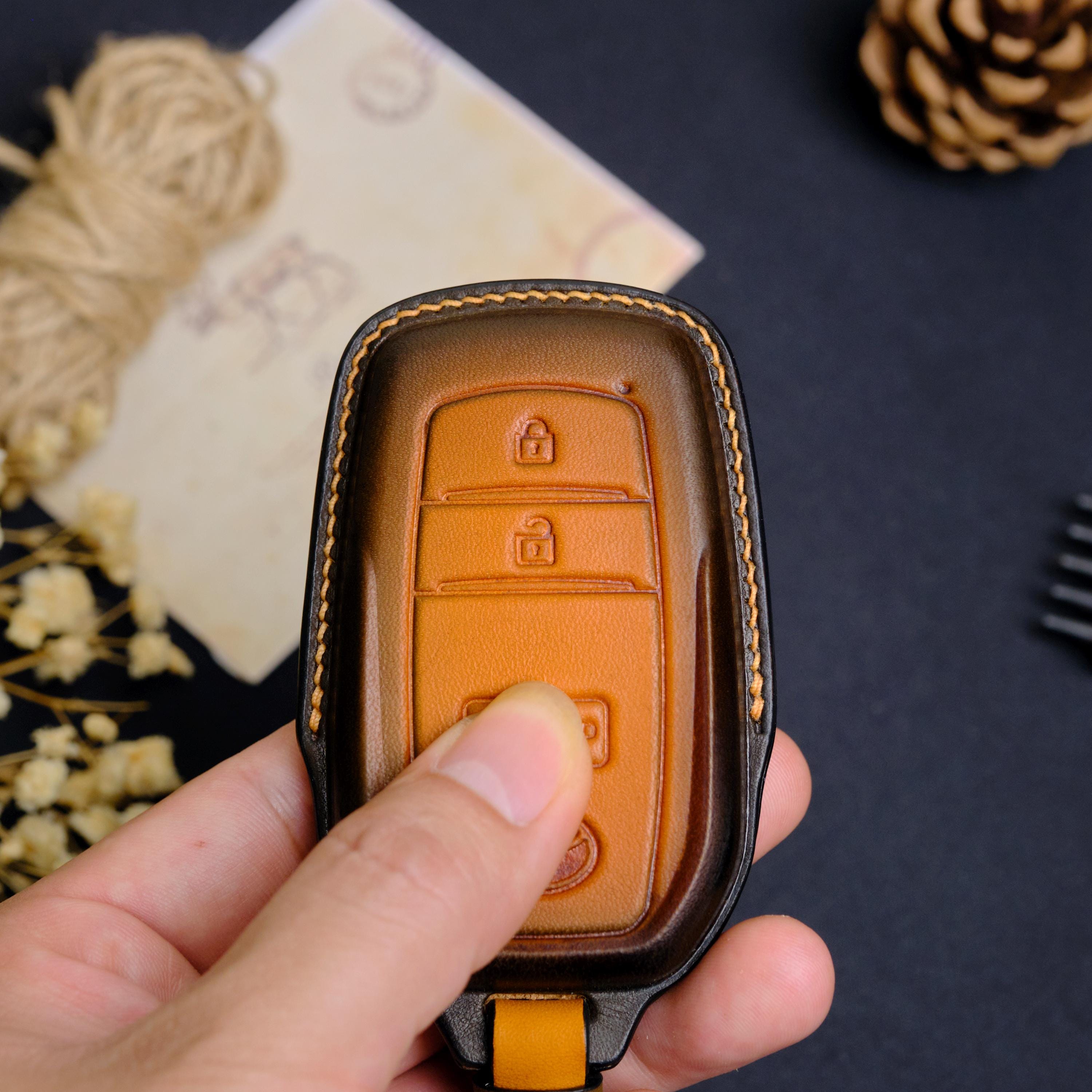 Toyota 4runner TRD Pro Leather Key Fob Cover, Handcraft Key Case for ...