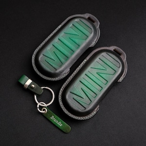 Handcrated Leather Key Fob Cover For Mini Cooper Electric, Countryman, Clubman, 3 Door, 5 Door, Mini Key Holder, Gift For Him