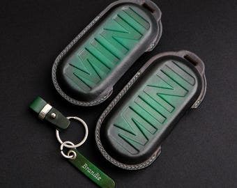 Handcrated Leather Key Fob Cover For Mini Cooper Electric, Countryman, Clubman, 3 Door, 5 Door, Mini Key Holder, Gift For Him