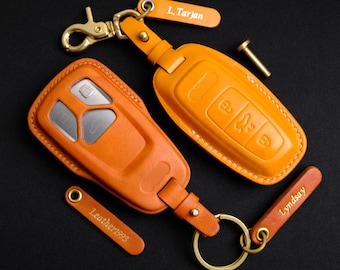 Custom Key Fob Cover For A8, Leather Key Case For A1 A3 A4 A5 A6 S5 Q3 Q5 Q7, Custom Key Fob Cover, Keychains Keyless Keyring, Gift For Dad