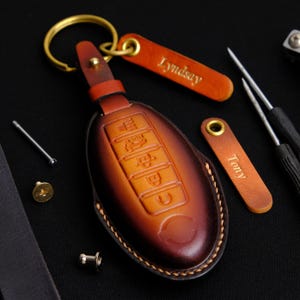 Leather Protector Case For Nissan Armada/Patrol Remote Control Key, Nissan Key Fob Cover, Key Chain Nissan Armada, Birthday Gift