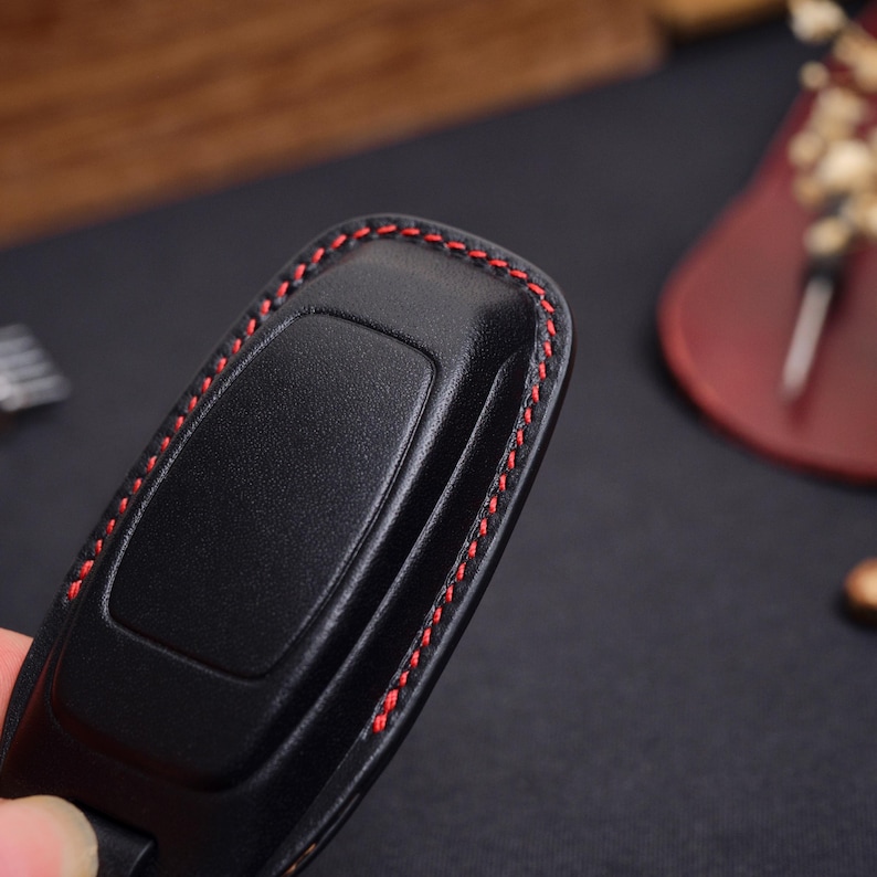 Leather Key Fob Cover for E-tron, Handmade Key Case Fits E-tron GT Q4, Q8 E-tron, Car Accessories, Gifts For Him, Gift For New Car image 7