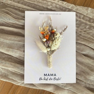 Mama, du bist die Beste! - Karte mit Trockenblumenstrauß - Muttertagsgeschenk | Kleinigkeit verschenken