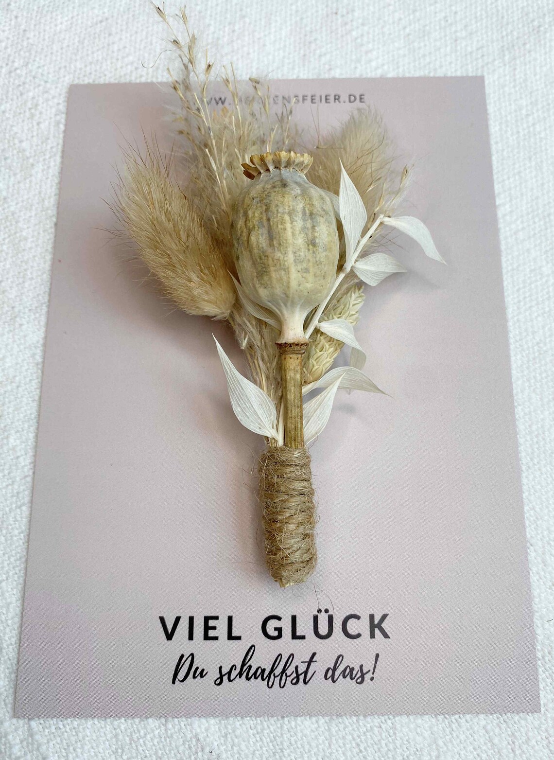 Viel Glück du schaffst das Karte mit Trockenblumenstrauß Etsy