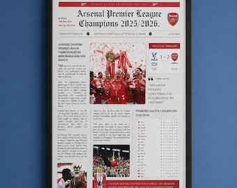 Arsenal Premier League Champions article A4 framed