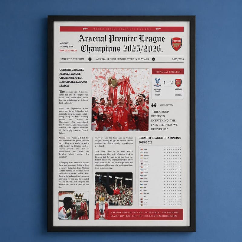 Arsenal Champions Frame - Etsy
