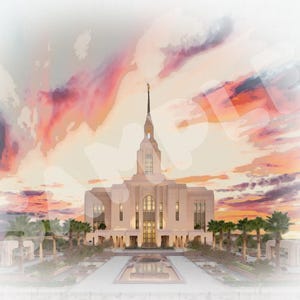 Red Cliffs Utah Temple LDS Latter Day Saint Temple Wall Art Digital Watercolor Print Home Decor