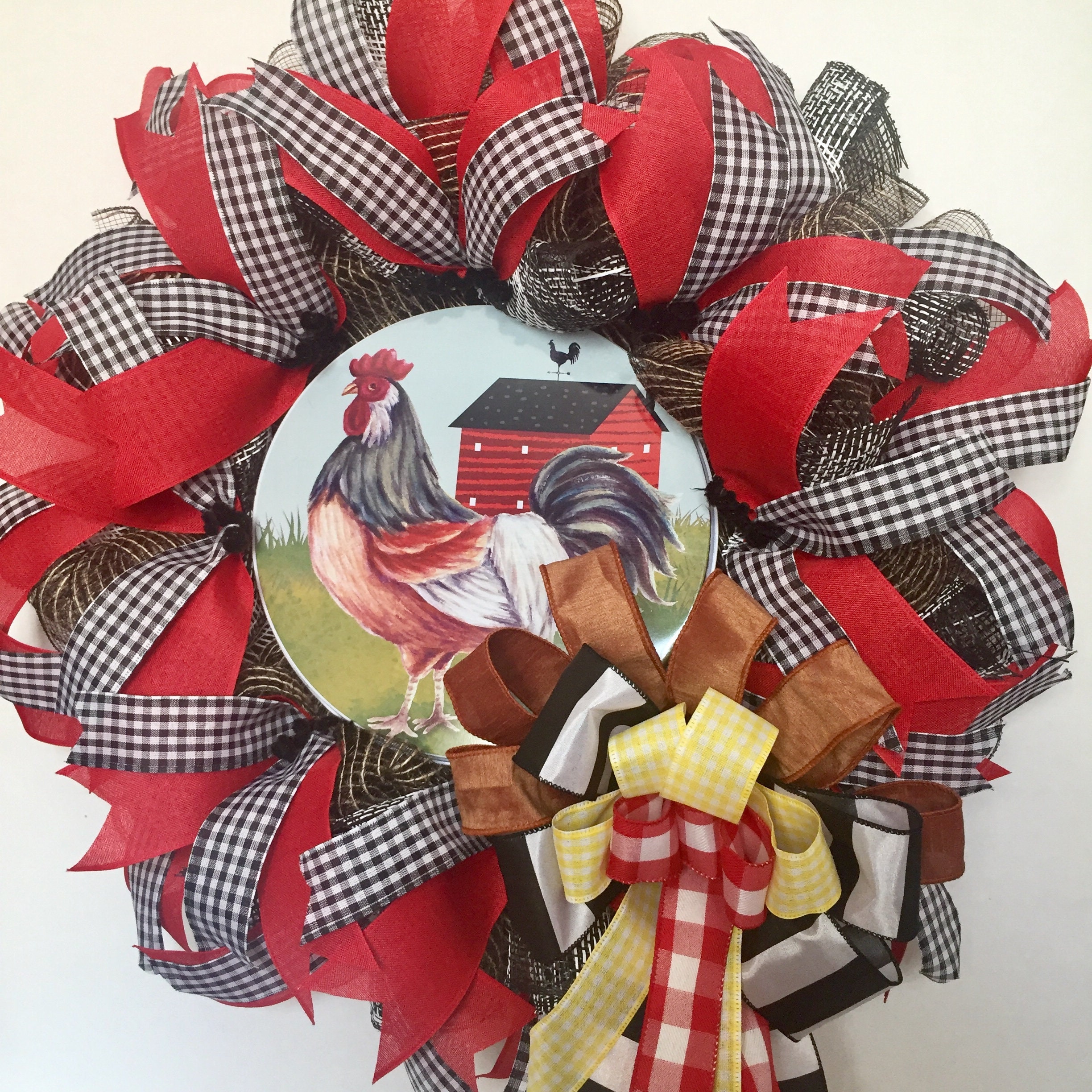 Rooster Wreath Chicken Wreath Bow Farm Wreath Country Etsy UK