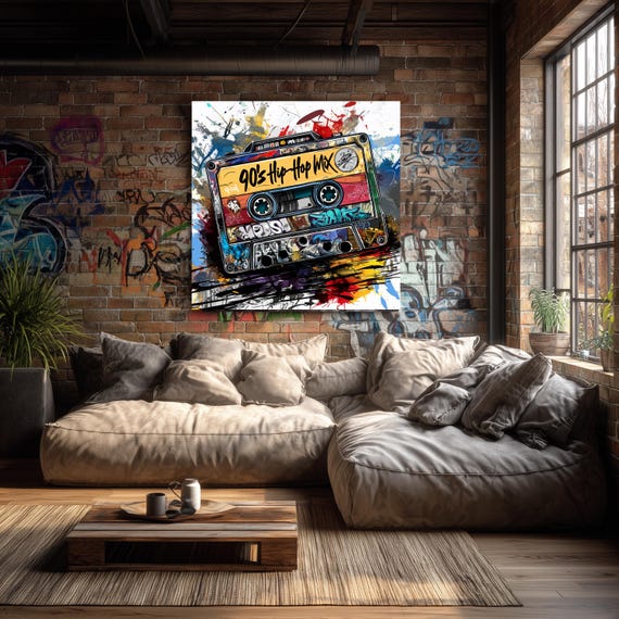 90s Hip Hop Canvas Art | Old School Rap Music Fan Hip-hop Graffiti