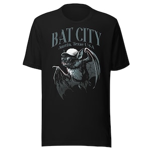 Austin Cool Bat City T-Shirt - Cool Bat with Shades and Hat Austin TX ATX Shirt
