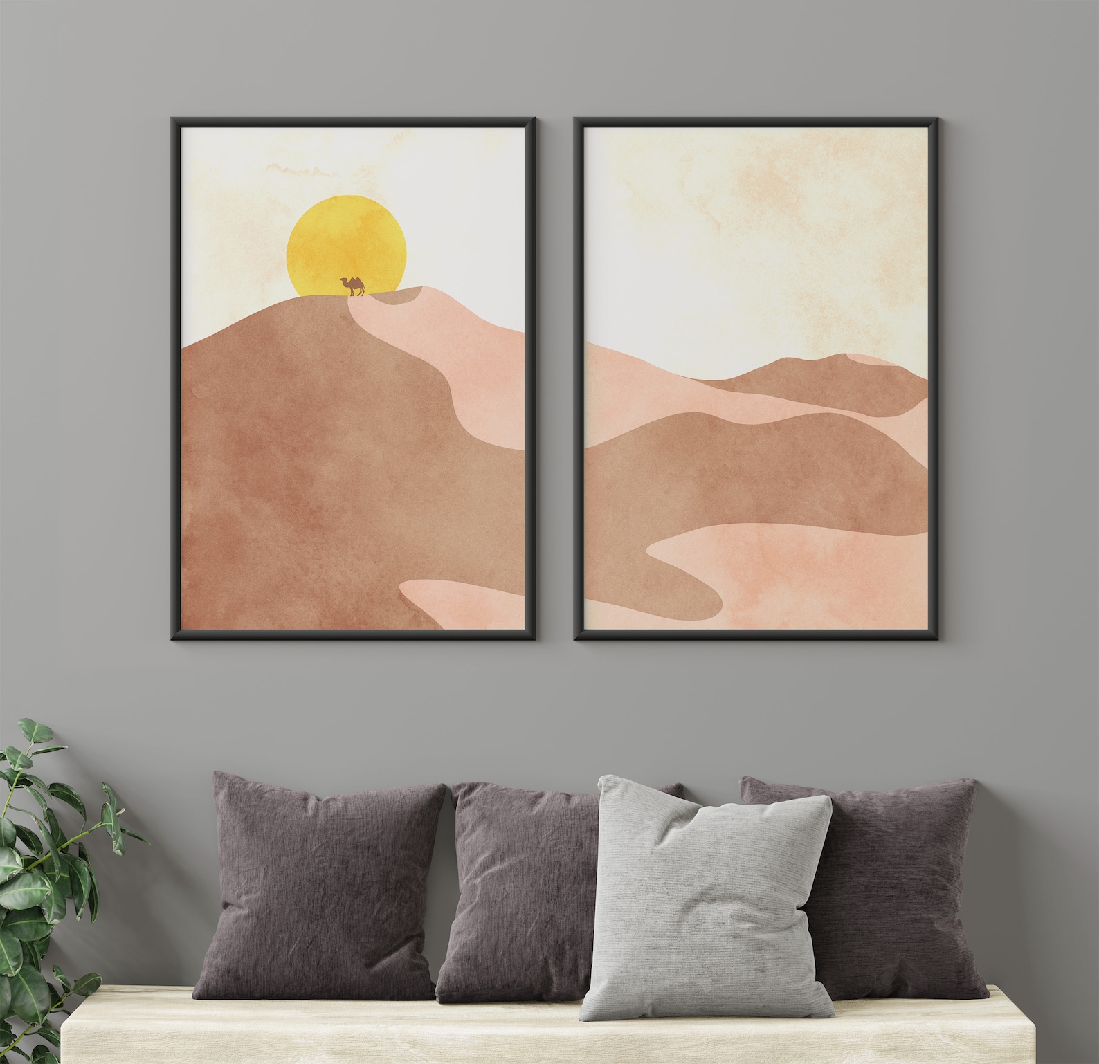 Boho Desert Wall Art Boho Illustration Wall Decor Boho Etsy