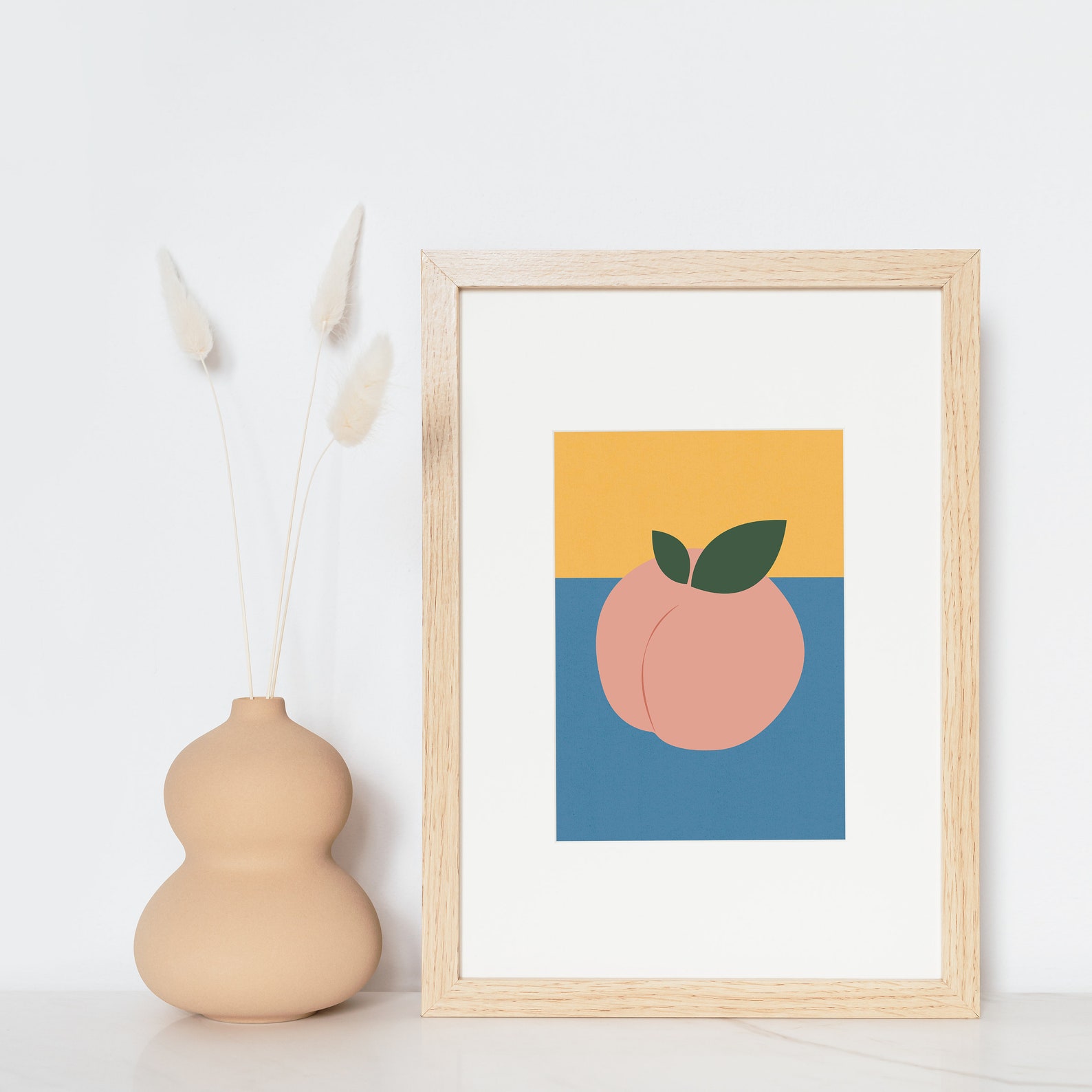 Peach wall art peach home decor peach boho peach bathroom | Etsy