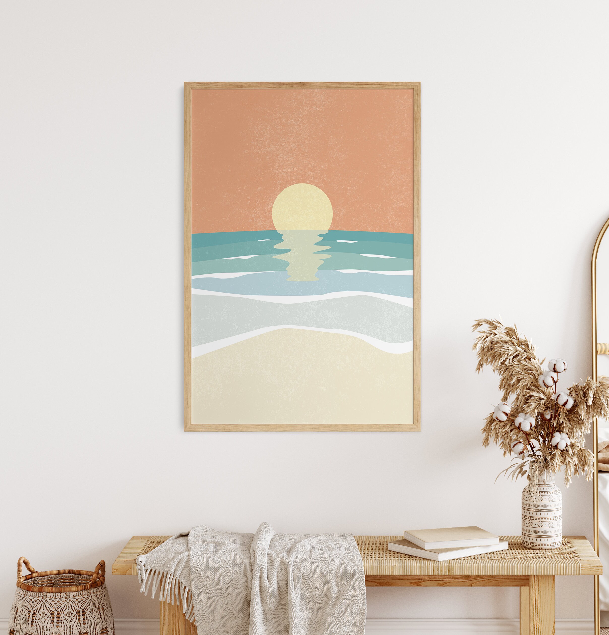 Boho Sunset Beach Wall Decor Boho Bathroom Wall Decor Sunset Etsy