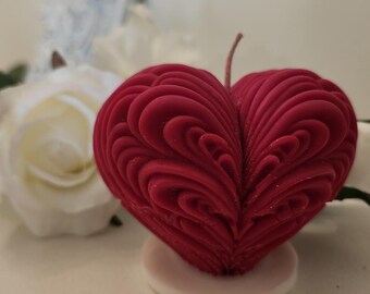 Candela a forma di cuore vintage / Candela a forma di cuore per San Valentino / Decorazione per matrimonio / Candela a forma di cuore per proposta di matrimonio / Amore / Candela a forma di girasole con soia e cocco naturale