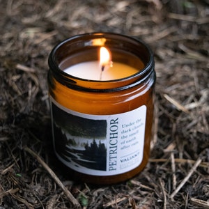 Petrichor The smell of earth after rain Soy Wax Candle in Amber Jar image 6