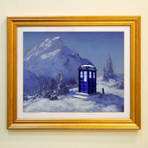 TARDIS on a Snowy Mountain | Doctor Who Art Print | Painting by Kevin L. Owens