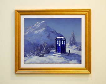 TARDIS su una montagna innevata / Stampa artistica di Doctor Who / Dipinto di Kevin L. Owens