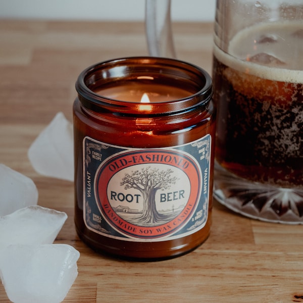 Root Beer Candle | Soy Wax Candle in Amber Jar