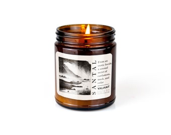 Santal | Sojavaxljus i bärnstensfärgad burk Lyxig bärnsten | Kardemumma | Lavendel | Mysk